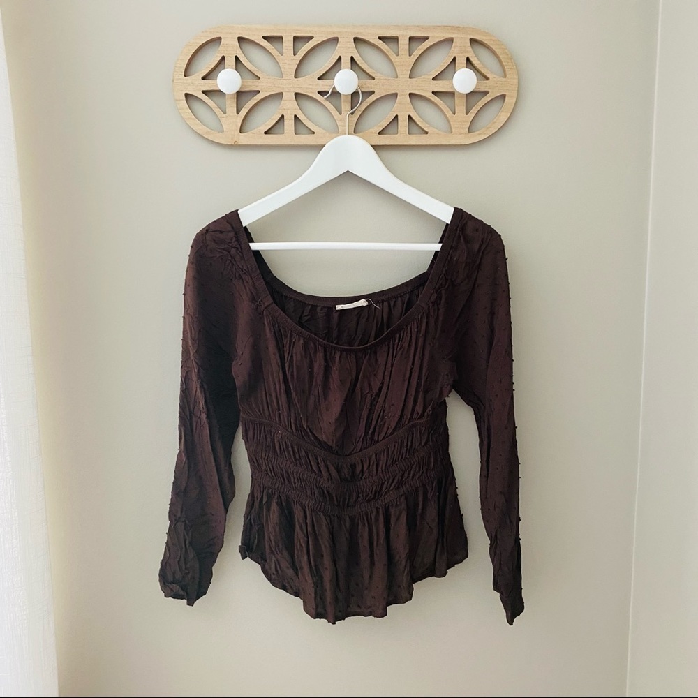 Altar'd State Long Sleeve Blouse Brown Sz Small
